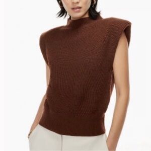 Babaton Hazlitt Sweater Vest in Rich Cocoa Size L 100% Merino Wool minimalist
